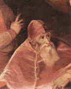 TIZIANO Vecellio Pope Paul III with his Nephews Alessandro and Ottavio Farnese (detail) art Spain oil painting artist